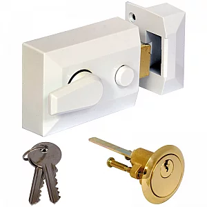 Rim Cylinder Nightlatch White 60mm